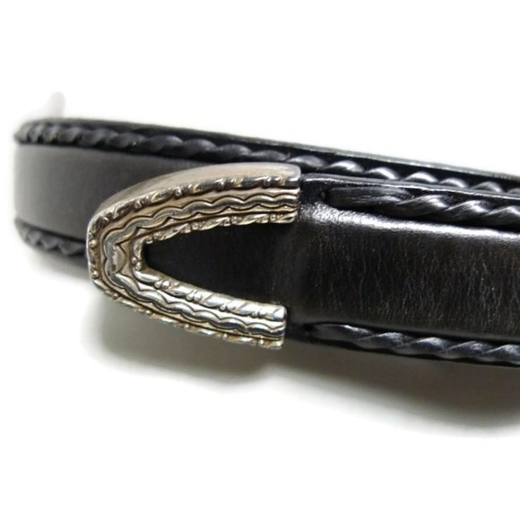 1996 black genuine leather skinny belt . medium main image 4